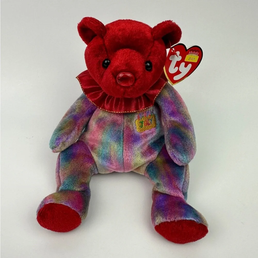 TY BEANIE BABIES HAPPY BIRTHDAY "JULY" THE BEAR. MWMT NOW RETIRED - Picture 1 of 5